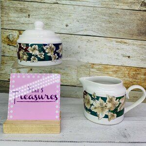 International Tableworks NATURE STUDY Timberlake Lidded Sugar Bowl Creamer Set